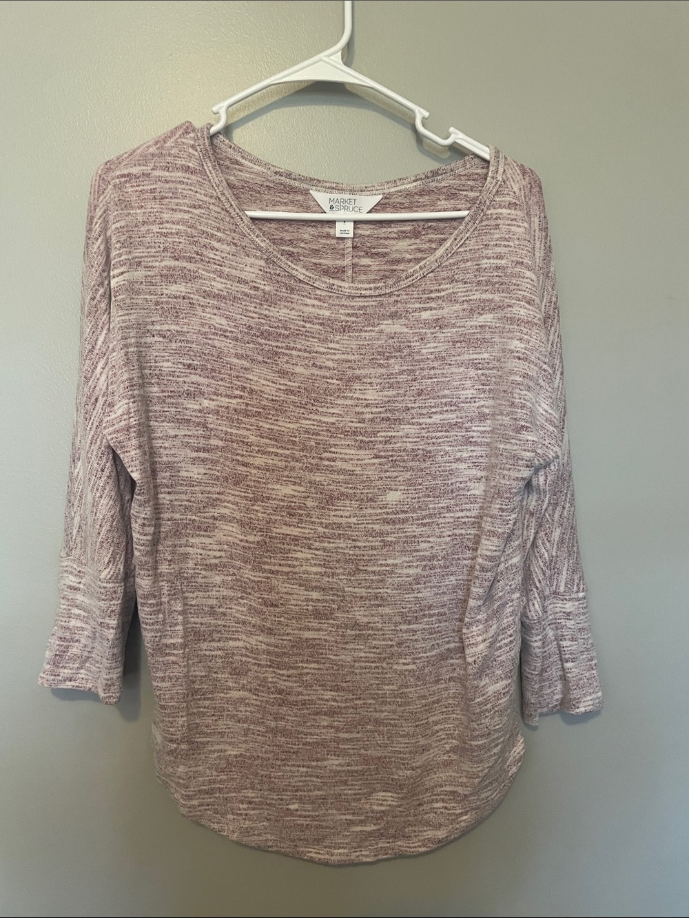 Market & Spruce Mauve and Ivory Marled Scoop Neck Top